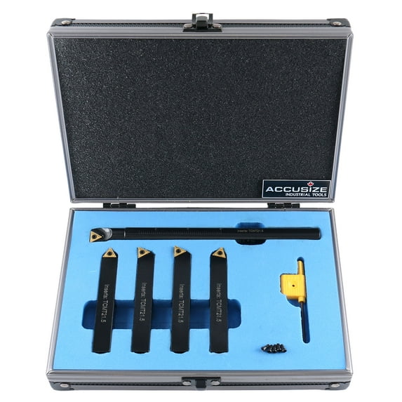 Accusize Industrial Tools 1/2" 5 pc/set Indexable Turning Tool Set (4 Pc Turning + 1 Pc Boring), 2386-0012