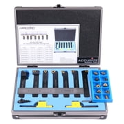 Accusize Industrial Tools 1/2 Shank 7 Pc Indexable Carbide Turning Tool Set with 10 Extra Carbide Inserts in Fitted Box, 2387-2004PLUS