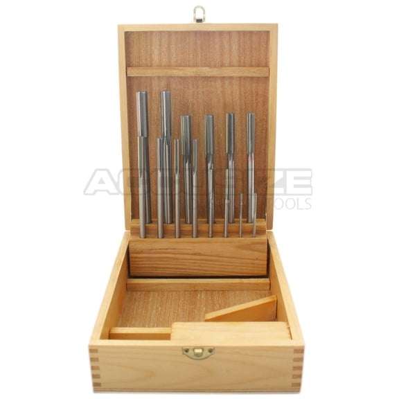 Accusize Industrial Tools Over and Under Size Hss Chucking Reamer Drill Bit Set, 14 Piece