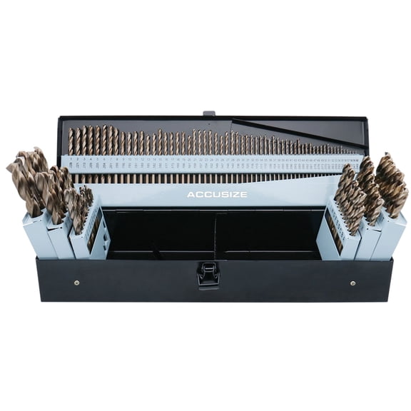 Accusize M35-H.S.S. Plus 5% Cobalt 115 Pc Professional Drill Bit Set, 135 Deg Split Point, 3-in-1, 1/16-1/2'', Number 1 to 60, A to Z