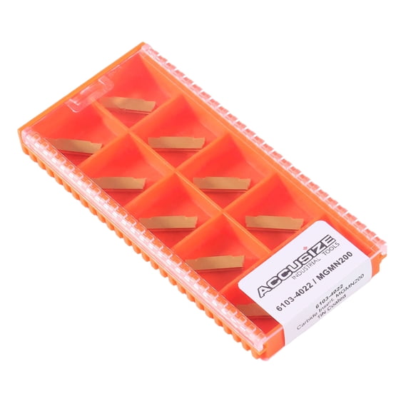 Accusize MGMN200 Double End Carbide Cut-Off Inserts, Tin Coated, 10 Pcs/Box, 2403-4022x10