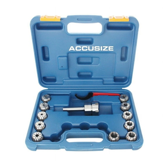 Accusize Mt2 Shank Er32 Chuck with 11Pc Collets Kit, 1/8'' - 3/4'' by 16Th, Morse Taper Collet System, 0223-0303