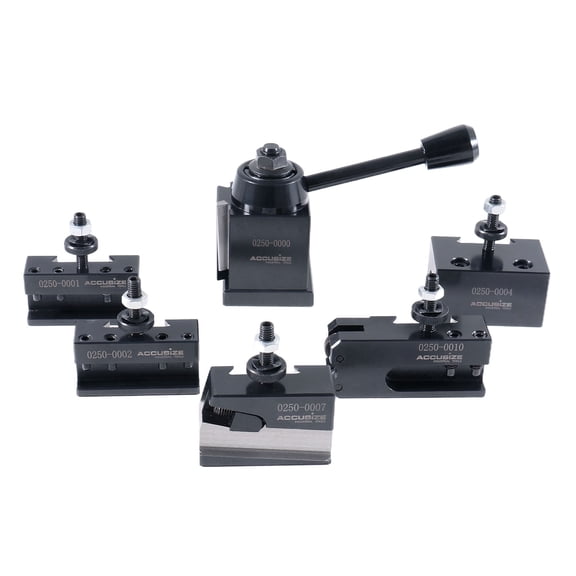 Accusize Oxa Wedge Type Quick Change Tool Post, for Lathe Swing 6'' - 9'', 6 Pcs/Set, for Mini Lathe, 0251-0000
