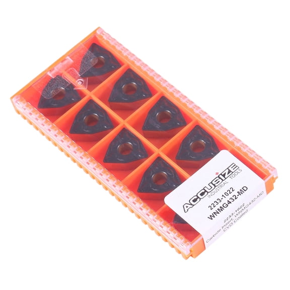 Accusize WNMG432-P3 Carbide Inserts CVD Coating for Cutting Steel, Black/Yellow, 10 Pcs/Package, 2233-1022