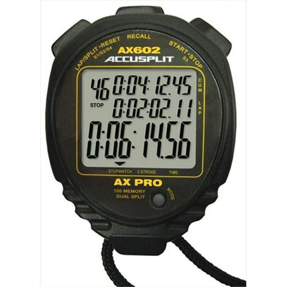Accusplit AX602 Multi Mode 100 Memory Stopwatch with Black Case