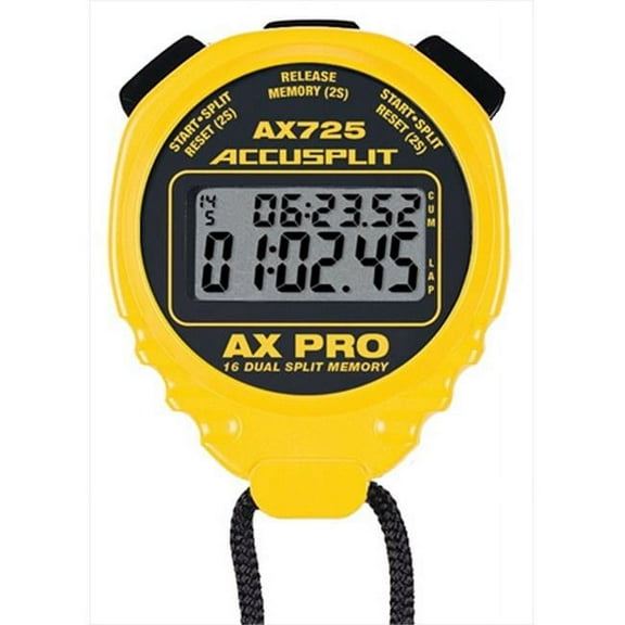 Accusplit AX725 Pro 16 Memory Stopwatch, 5 Year Warranty, Yellow - AX725Y