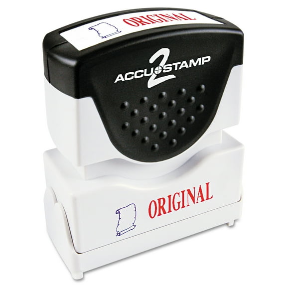 ACCUSTAMP2 Pre-Inked Shutter Stamp, Red/Blue, ORIGINAL, 1.63 x 0.5