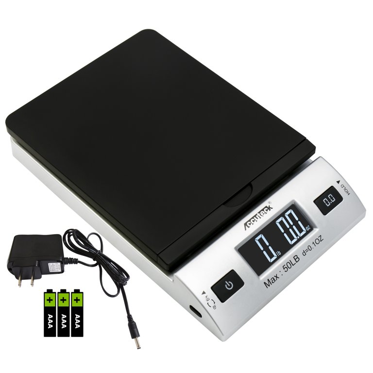 Accuteck 50 lb All-in-One Black Digital Shipping Postal Scale with Adapter  (W-8250-50B)