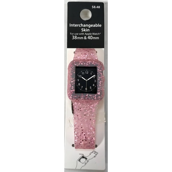 Accutime Adult Unisex Apple Smartwatch Replacement 38/40mm Cover and Strap in Glitter Pink (WMSK26)