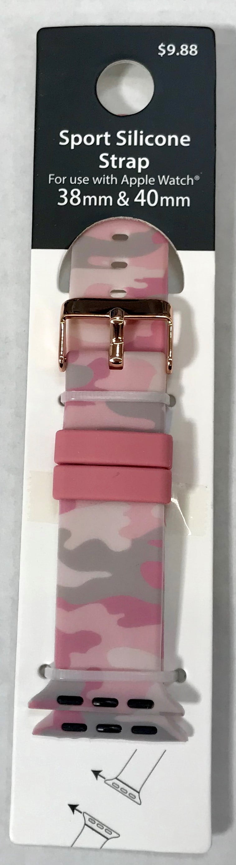 Accutime Adult Unisex Smart Watch Replacement Plastic Straps Rose-Tone Camo Fits 38mm-40mm (WMSK28)
