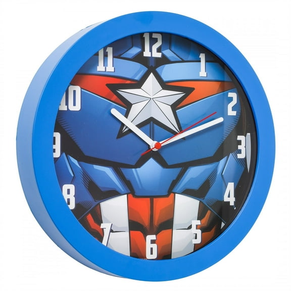 Accutime Captain America Kids 10.5 in Analog Battery Powered Wall Clock - Kids Decor
