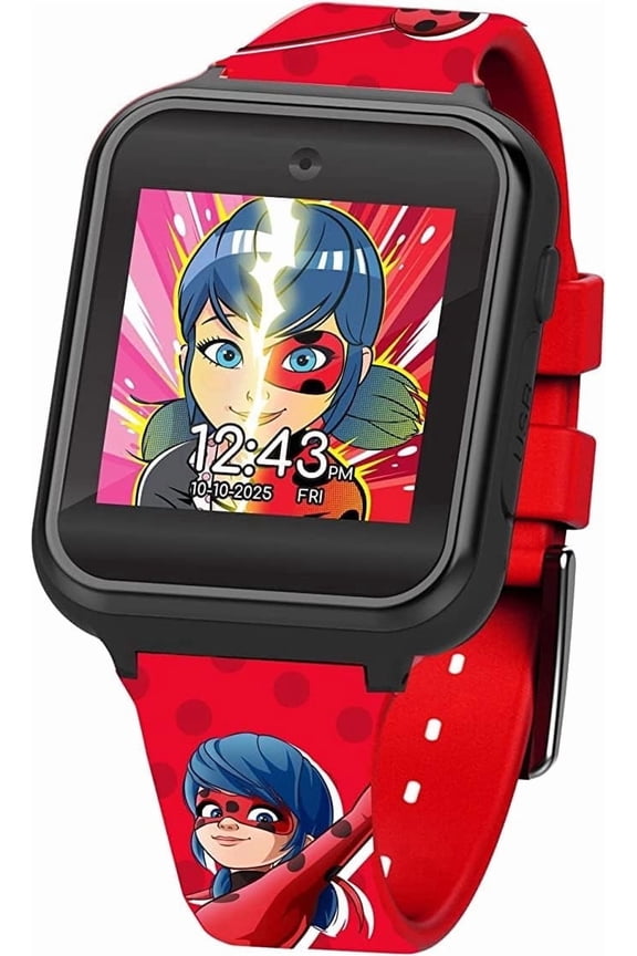 Miraculous Kids Interactive Smartwatch with Touchscreen, Interchangeable Watch Faces, Selfie Cam, Alarm and Timer, and More, with Red Silicone Band (MRC4010WM )