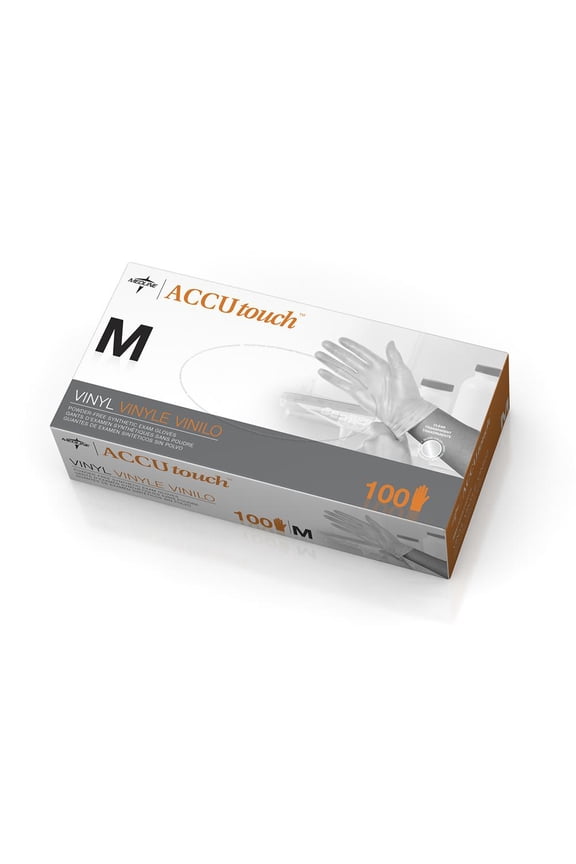 Accutouch Synthetic Exam Gloves,Clear,Medium
