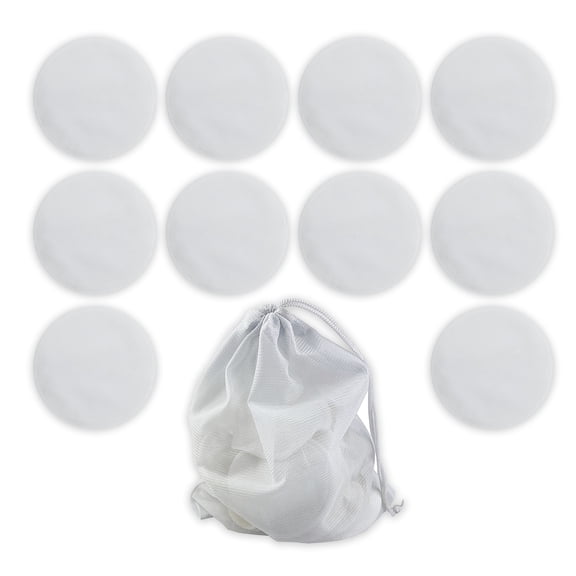 Acdanc 10Pcs Makeup Remover Pads White Cotton Pads Reusable Cotton Rounds with Washable Bag