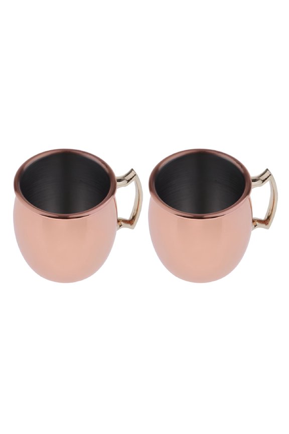 2-Pack 60ml Mini Copper Mugs, Stainless Steel Moscow Mule Cups With Brass Handle, Shot Glasses