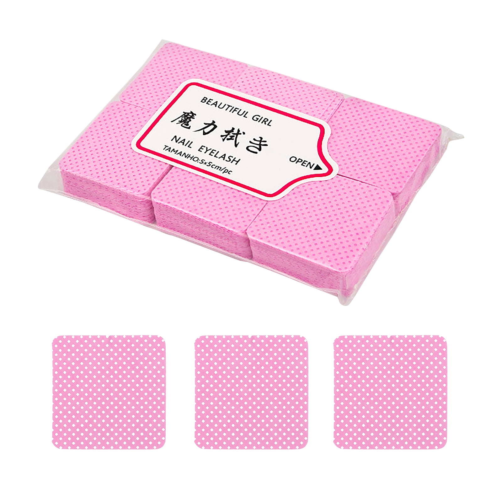 Acdanc 300Pcs Cotton Rounds Disposable Lint Free Nail Wipes Soft Makeup Remover Pads Rose Red