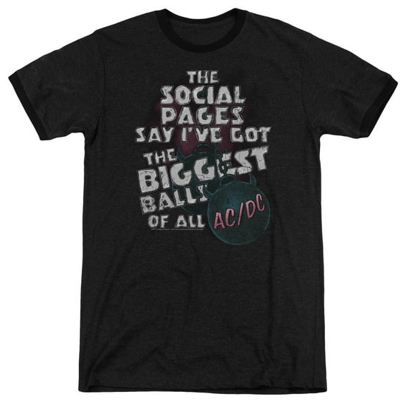 Acdc - Big Balls - Heather Ringer Short Sleeve Shirt - Medium