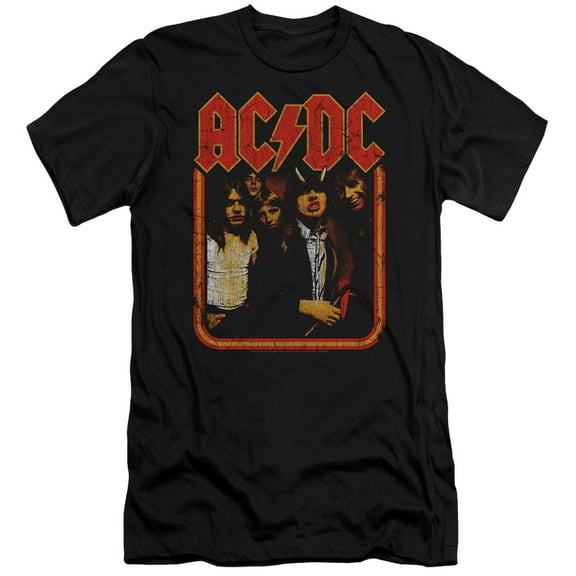 Acdc - Group Distressed - Premium Slim Fit Short Sleeve Shirt - X-Large