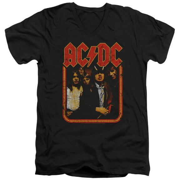 Acdc - Group Distressed - Slim Fit V Neck Shirt - Large