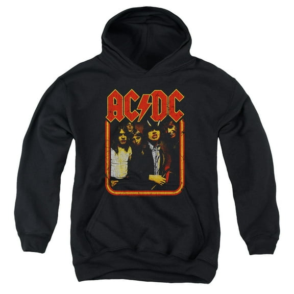 Acdc - Group Distressed - Youth Hooded Sweatshirt - Medium