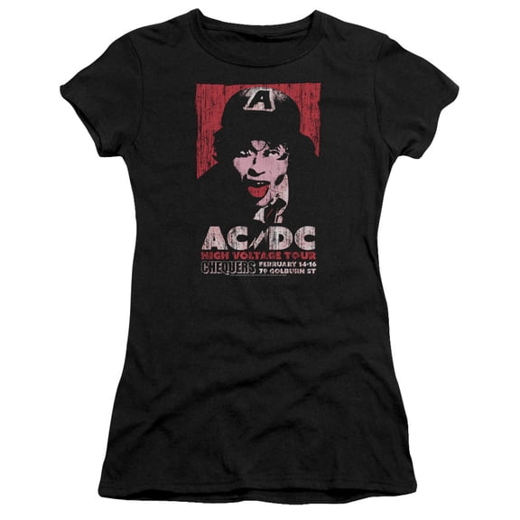 Acdc - High Voltage Live 1975 - Juniors Teen Girls Cap Sleeve Shirt - X-Large