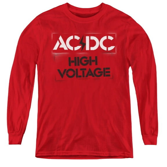 Acdc - High Voltage Stencil - Youth Long Sleeve Shirt - Large