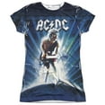 thumbnail image 1 of AC/DC Lightning (Front/Back Print) Junior Women's Sublimated Crew T-ShirtWhite, 1 of 3