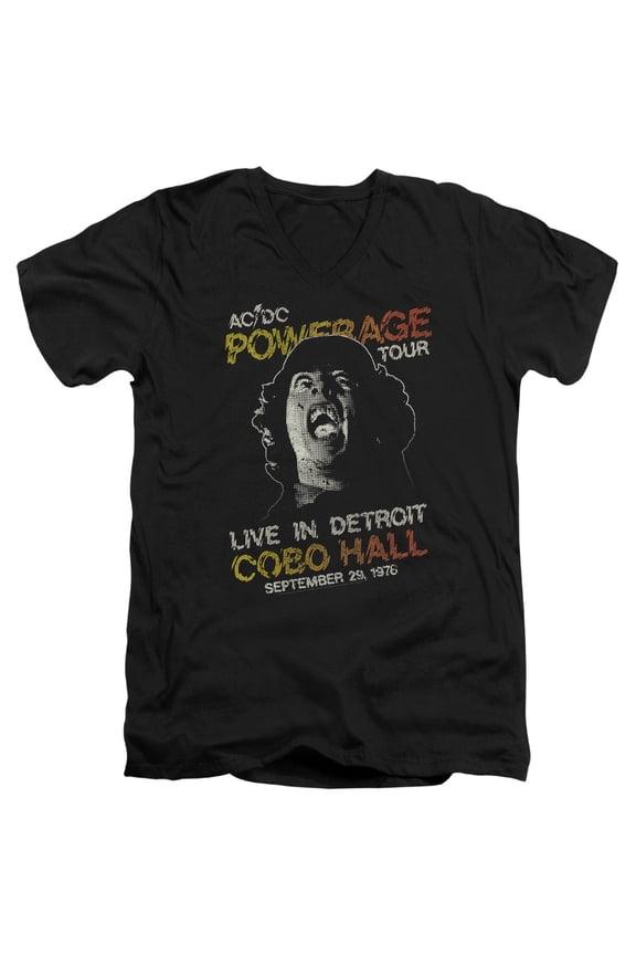 Acdc - Powerage Tour - Slim Fit V Neck Shirt - Large