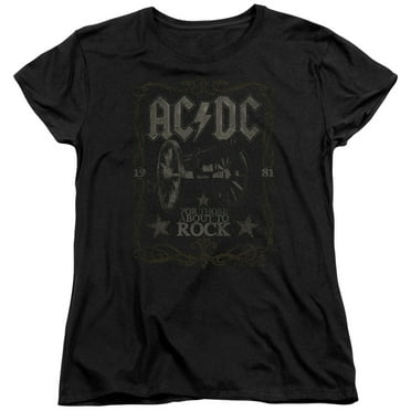 Acdc Rock Label Women's T Shirt (Small) Black