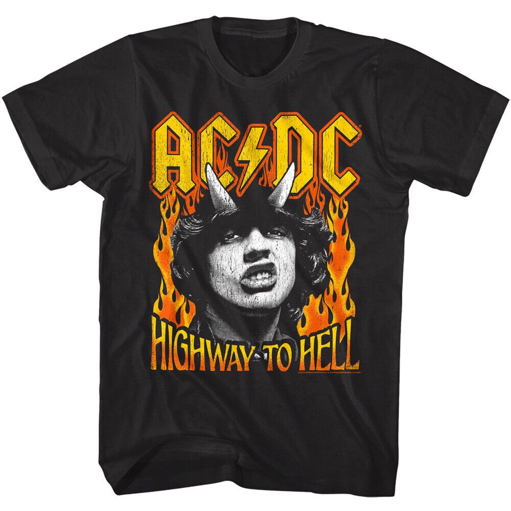 Acdc Shirt Highway To Hell Fire Adult TShirt Vintage Angus Young