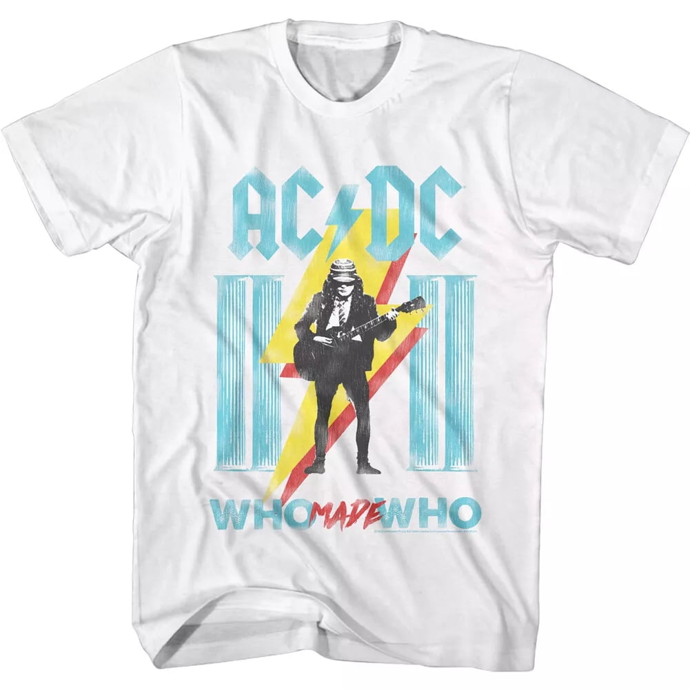 Acdc Who Made Who Angus Young Men's T Shirt Greek Columns Bolt Rock