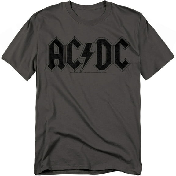 Acdc/Worn Logo Mens Short Sleeve Shirt (Charcoal, X-Large)