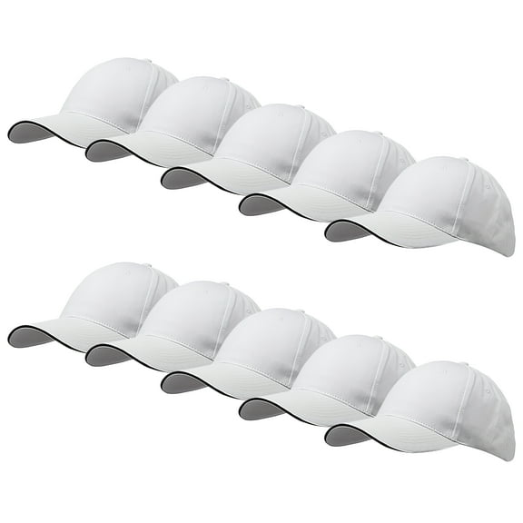 Ace 6-Panel Structured Baseball Caps (• 10 caps, - Blank - White)