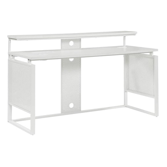 Ace 60" Desk with Hutch in Engineered Wood White Top and White Frame