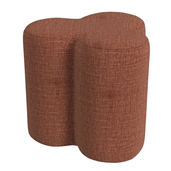 Benjara Ace Accent Ottoman with Clover Shape in Rust Orange Chenille- 18 Inch
