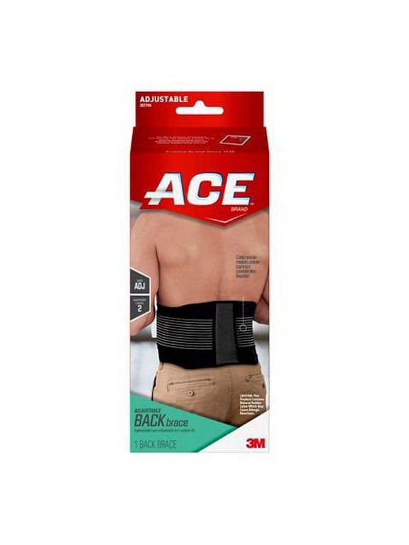 Ace Adjustable Brace Moderate Stabilizing Support Lower Back, Black, 1Ct, 2-Pack
