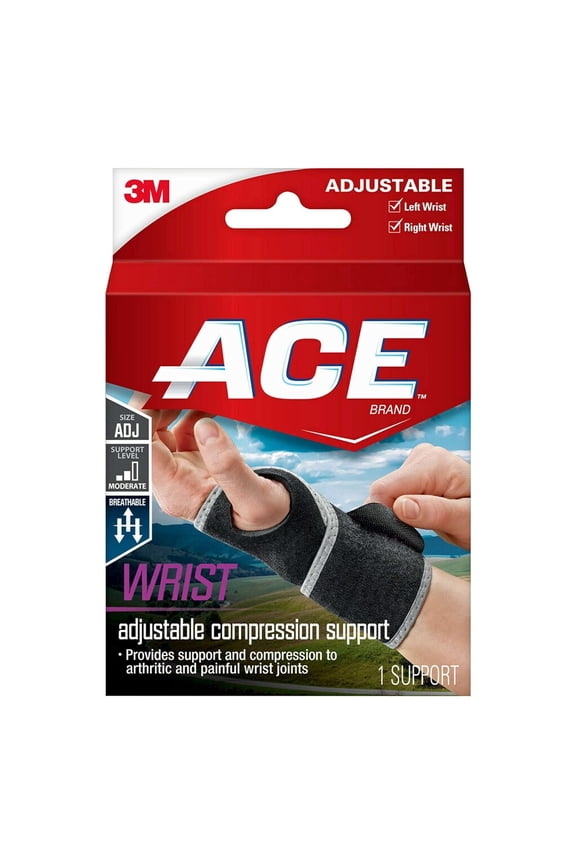 Brand Adjustable Compression Wrist Support One Size #3966, 1 Ea