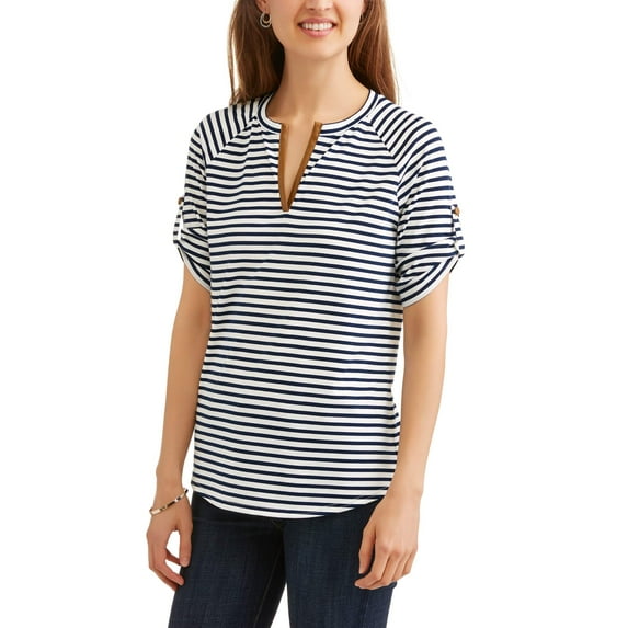 Ace + Ally Women's 3/4 Sleeve Striped He