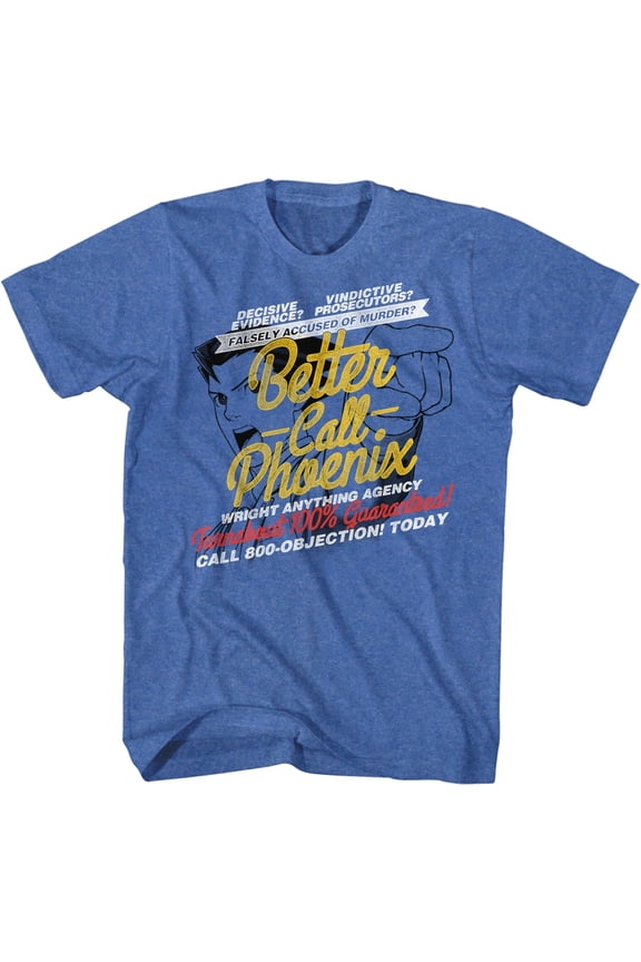 Ace Attorney Better Call Phoenix Royal Heather Adult T-Shirt