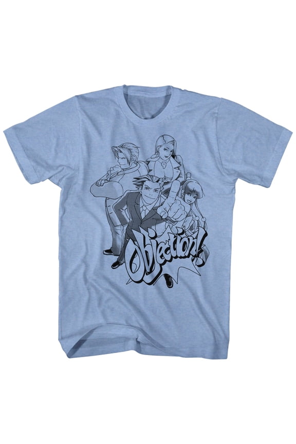 Ace Attorney First Cast Light Blue Heather Adult T-Shirt