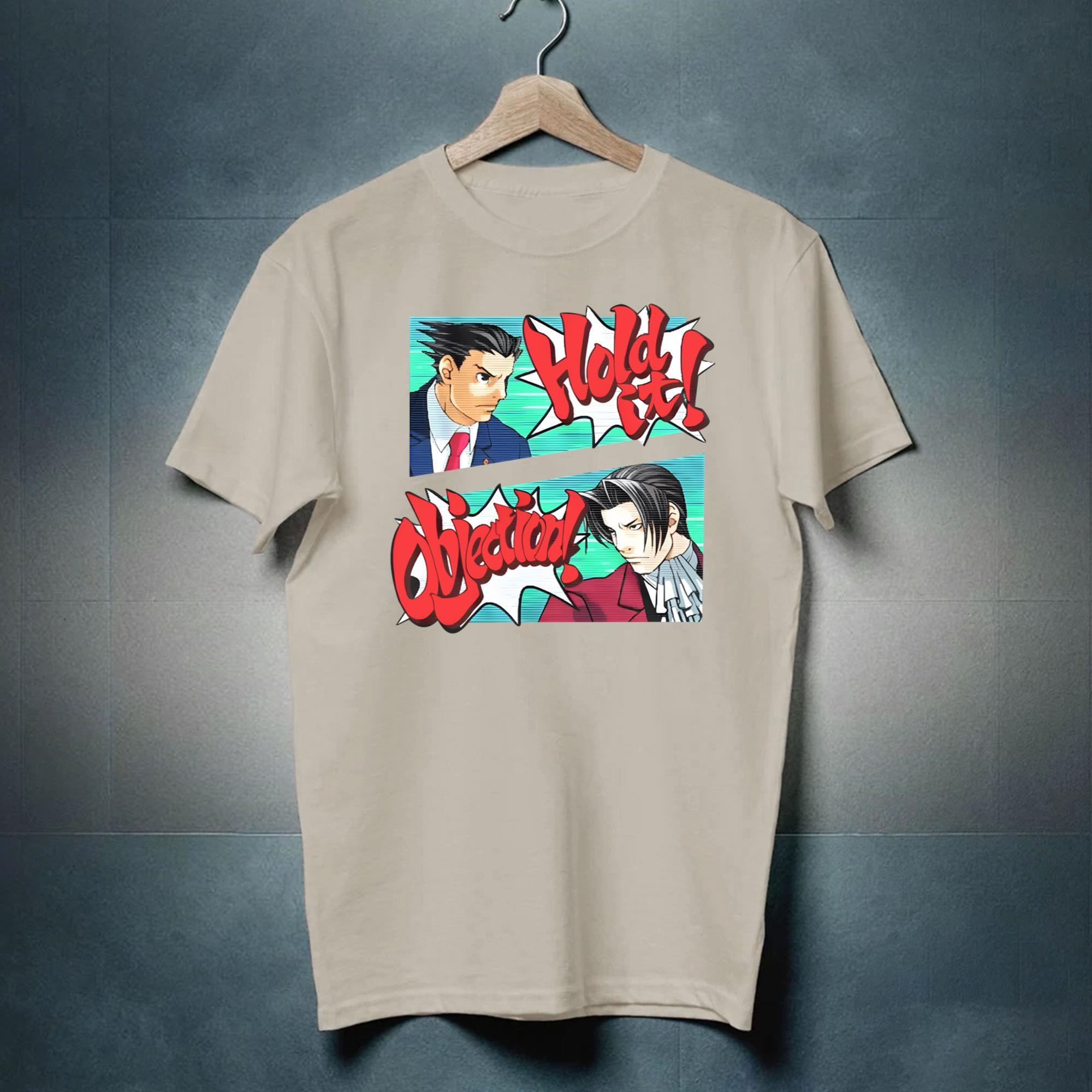 Objection Capcom Ace Attorney Hold it Objection Men's T Shirt Phoenix Wright Edgeworth ...