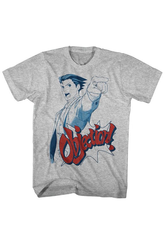 Ace Attorney Objection Gray Heather Adult T-Shirt