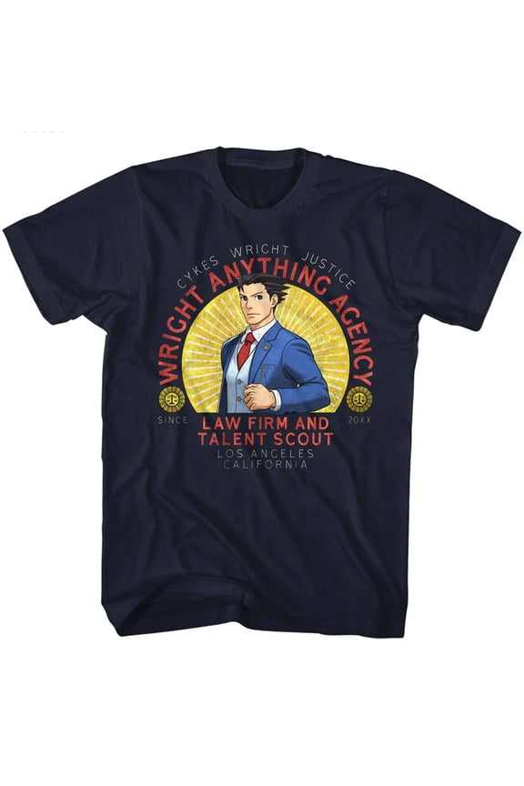 Ace Attorney Wright Anything Navy Adult T-Shirt