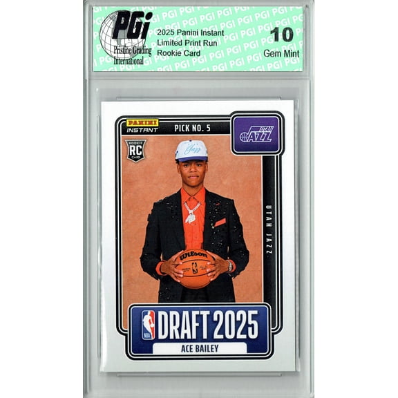 Ace Bailey 2025 Panini Instant #NBADN-5 Draft 2029 Rookie Card PGI 10