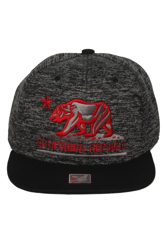 Inc. Men's Embroidered California Rep Bear Hat Cap Space-Dye Grey Blk