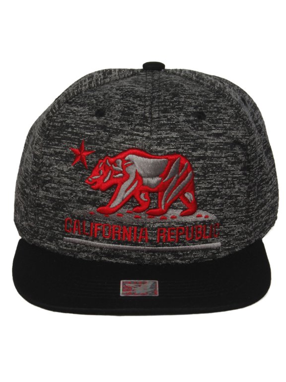 Inc. Men's Embroidered California Rep Bear Hat Cap Space-Dye Grey Blk