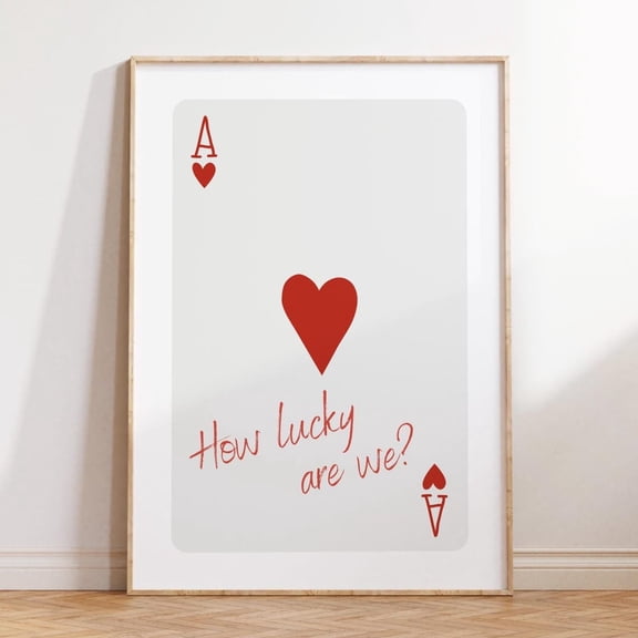 Ace Card Red Preppy Dorm Room Aesthetic Decoration, Unframed Paper Poster 8x10in