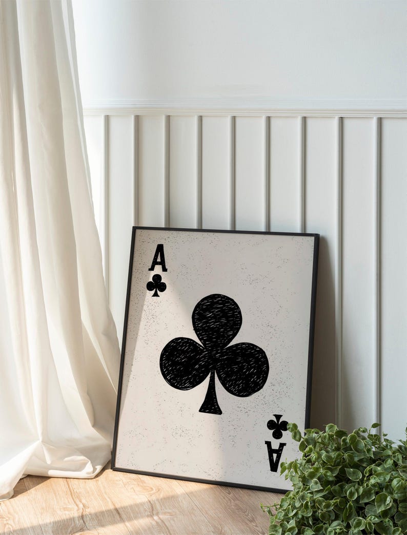 Garden Club Living Room Industrial Design Reference: Ace Of Clubs Card Art Print Poster Vintage And Trendy