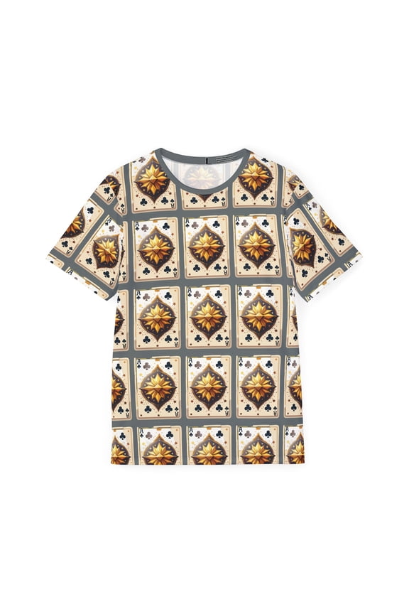 Ace Clubs Graphic T-Shirt, Art Design Poly Shirt, All Over Print Graphic Tee, Playing Cards T-Shirt, Playing Cards Tees