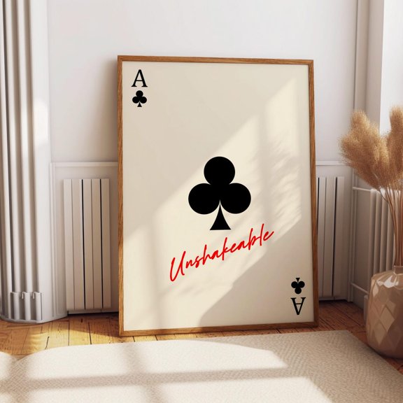 Ace Clubs Unshakeable Quote Retro Playing Card Wall Decor Unframed Paper Print